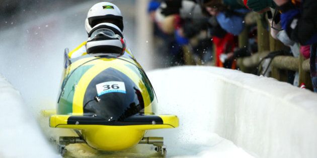 16 Feb 2002: The Jamaica-1 team of Winston Alexander Watt and Lascelles Oneil Brown in action in the Men's Two-Man Bobsleigh event at the Utah Olympic Park in Park City during the Salt Lake City Winter Olympic Games in Utah. DIGITAL IMAGE. \ Mandatory Credit: Robert Laberge/Getty Images