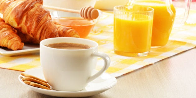 breakfast with coffee orange...