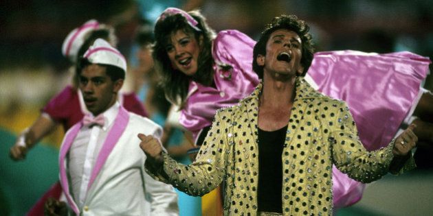 Elvis Presto performs during the halftime extravaganza of the San Francisco 49ers 20-16 victory over the Cincinnati Bengals in Super Bowl XXIII on January 22, 1989 at Joe Robbie Stadium in Miami, Florida. (Photo by Rob Brown/Getty Images) *** Local Caption ***