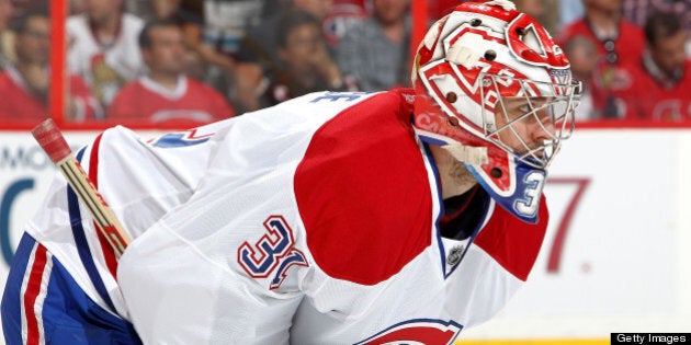 OTTAWA, CANADA - MAY 5: Carey Price #31 of the Montreal Canadiens looks on against the Ottawa Senators in Game Three of the Eastern Conference Quarterfinals during the 2013 NHL Stanley Cup Playoffs at Scotiabank Place on May 5, 2013 in Ottawa, Ontario, Canada. (Photo by Francois Laplante/NHLI via Getty Images)