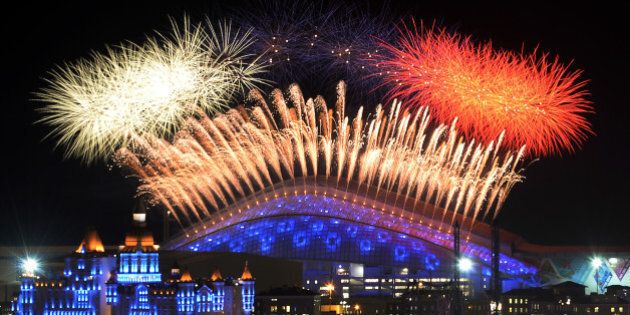 Fireworks explode over the Fisht Olympic Stadium at the begining of the Opening Ceremony of the Sochi Winter Olympics on February 7, 2014 in Sochi. AFP PHOTO / ALEXANDER NEMENOV (Photo credit should read ALEXANDER NEMENOV/AFP/Getty Images)