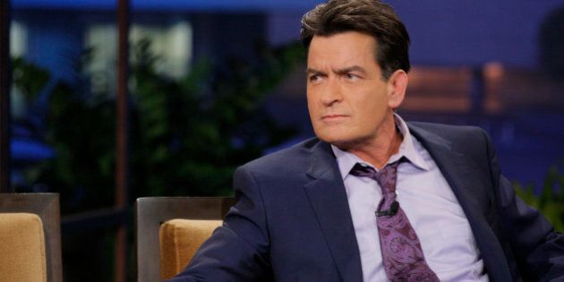 THE TONIGHT SHOW WITH JAY LENO -- Episode 4526 -- (EXCLUSIVE COVERAGE) -- Pictured: Actor Charlie Sheen during a commercial break on September 11, 2013 -- (Photo by: Paul Drinkwater/NBC/NBCU Photo Bank via Getty Images)