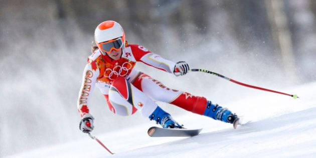 SOCHI, RUSSIA - FEBRUARY 10: (FRANCE OUT) Marie-Michele Gagnon of Canada competes during the Alpine Skiing Women's Super Combined at the Sochi 2014 Winter Olympic Games at Rosa Khutor Alpine Centre on February 10, 2014 in Sochi, Russia. (Photo by Alexis Boichard/Agence Zoom/Getty Images)