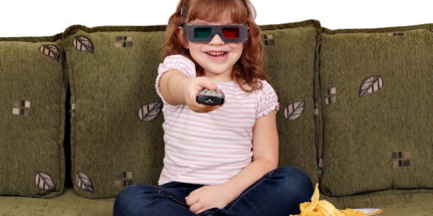 happy little girl with 3d...