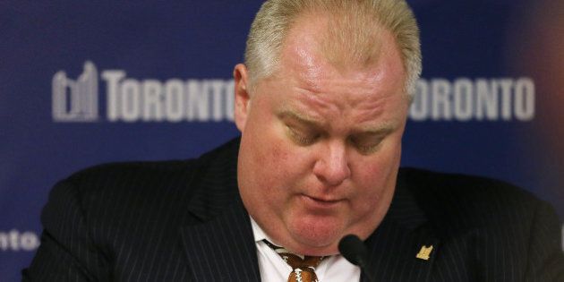 TORONTO, ON- NOVEMBER 14 - Toronto Mayor Rob Ford holds a press conference in his protocol office to apologize for earlier comments and deny any prostitute allegations at in Toronto. November 14, 2013. (Steve Russell/Toronto Star via Getty Images)