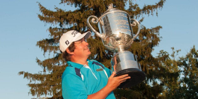 ROCHESTER, NY - AUGUST 11: 2013 PGA Champion, Jason Dufner of the United States, at the Champion Presentation during the 95th PGA Championship, at Oak Hill Country Club, on August 11, 2013 in Rochester, NY. (Photo by Montana Pritchard/The PGA of America via Getty Images)