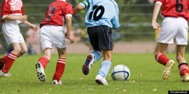 detail of a soccer game with...