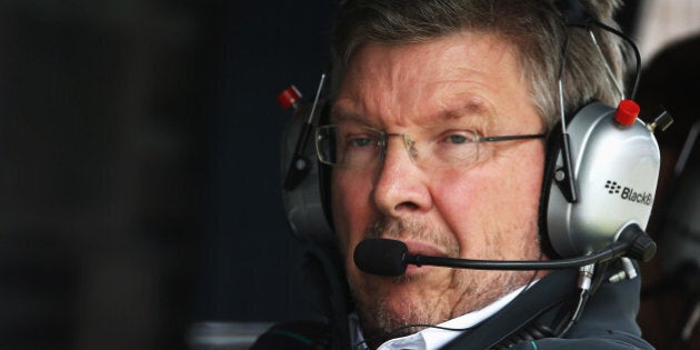 NORTHAMPTON, ENGLAND - JUNE 29: Mercedes GP Team Principal Ross Brawn is seen during qualifying for the British Formula One Grand Prix at Silverstone Circuit on June 29, 2013 in Northampton, England. (Photo by Mark Thompson/Getty Images)