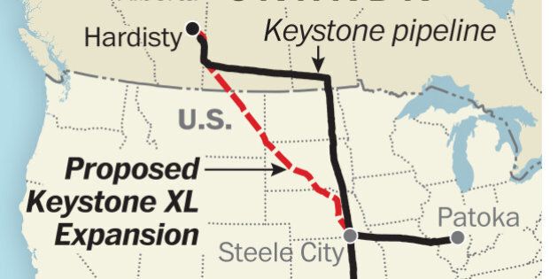 WASHINGTON, DC - AUGUST 6: Proposed Keystone XL Extension map. (Map by Laris Karklis/The Washington Post via Getty Images)