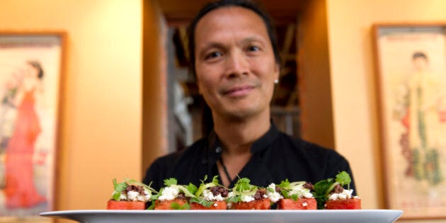 Chef, Susur Lee with his watermelon salad. July 6, 2011 TANNIS TOOHEY/TORONTO STAR (Photo by Tannis Toohey/Toronto Star via Getty Images)