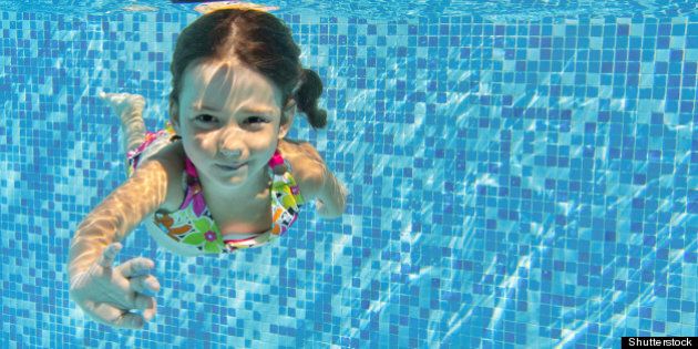 happy smiling underwater child...