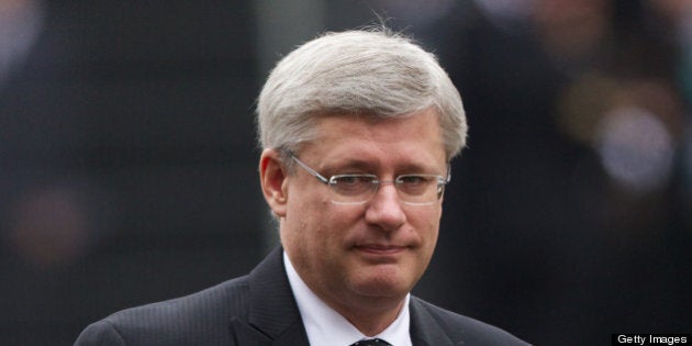 Canadian prime minister Stephen Harper attends the ceremonial funeral of British former prime minister Margaret Thatcher at St Paul's Cathedral in central London on April 17, 2013. The funeral of Margaret Thatcher took place on April 17, with Queen Elizabeth II leading mourners from around the world in bidding farewell to one of Britain's most influential and divisive prime ministers. AFP PHOTO / ANDREW COWIE (Photo credit should read ANDREW COWIE/AFP/Getty Images)