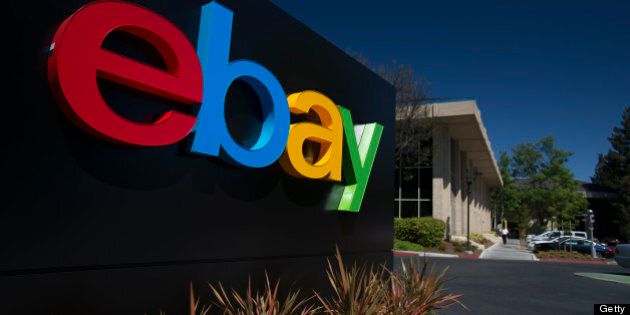 EBay Inc. signage is displayed outside of the company's headquarters in San Jose, California, U.S., on Tuesday, April 16, 2013. Ebay Inc. is expected to release earnings data on April 17. Photographer: David Paul Morris/Bloomberg via Getty Images