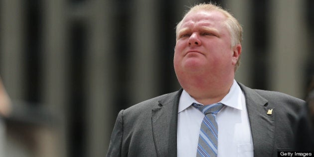 TORONTO, ON - MAY 17: Toronto Mayor Rob Ford, at the PFLAG flag raising. The Mayor faces allegations that their is a video which he reportedly appears to be smoking crack cocaine at City Hall. (Steve Russell/Toronto Star via Getty Images)