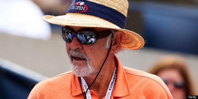 NEW YORK, NY - SEPTEMBER 08: Actor Sean Connery attends the men's singles semifinal match between Andy Murray of Great Britain and Tomas Berdych of Czech Republic on Day Thirteen of the 2012 US Open at USTA Billie Jean King National Tennis Center on September 8, 2012 in the Flushing neighborhood of the Queens borough of New York City. (Photo by Cameron Spencer/Getty Images)