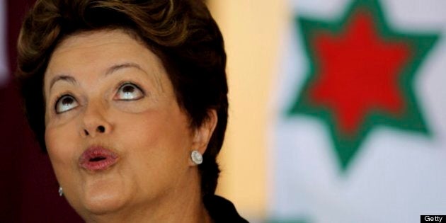 BRASILIA, BRAZIL - JANUARY 23: (BRAZIL OUT) Brazilian president Dilma Rousseff looks on during the ceremony for new ambassadors in Itamaraty on Januaty 23, 2013 in Brasilia, Brazil. (Photo by Gustavo Miranda/Globo via Getty Images)