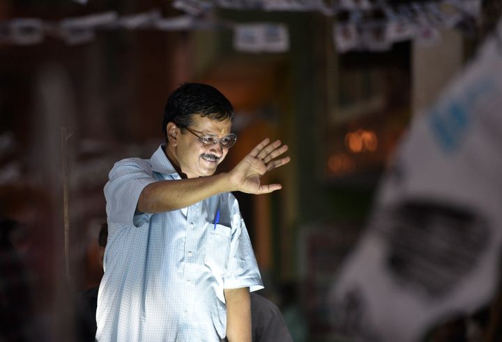Delhi CM Arvind Kejriwal in a file photo from the campaign trail for the 2019 Lok Sabha election. 
