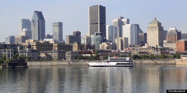 montreal skyline and boat...