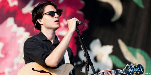 LONDON, UNITED KINGDOM - JULY 06: Ezra Koenig of Vampire Weekend performs at Summer Stampede at Olympic Park on July 6, 2013 in London, England. (Photo by Nick Pickles/WireImage)