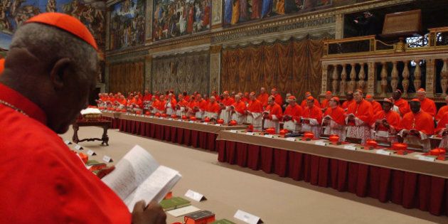 VATICAN CITY - APRIL 18: Cardinals of the Catholic Church attend the election conclave in the Sistine Chapel on April 18, 2005 at the Vatican, Vatican City. The 115 Cardinals will elect a successor to Pope John Paul II during the Conclave in the Chapel, at which point symbolic white smoke rising from the chimney will announce to the world that they have reached a decision. (Photo by Arturo Mari - Vatican Pool/ Getty Images)