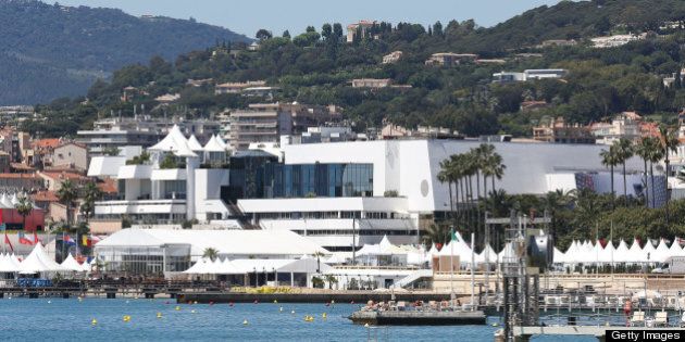 CANNES, FRANCE - MAY 13: A general view of the beach and 'Palais des Festivals' ahead of the 66th Cannes Film Festival on May 13, 2013 in Cannes, France. (Photo by Marc Piasecki/Getty Images)