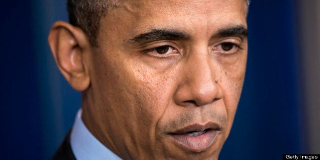 US President Barack Obama makes a statement in the briefing room of the White House April 19, 2013 in Washington, DC, after law enforcement officials captured the second suspect believed to be responsible for the Boston Marathon bombings. AFP PHOTO/Brendan SMIALOWSKI (Photo credit should read BRENDAN SMIALOWSKI/AFP/Getty Images)