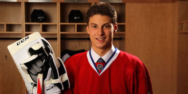 NEWARK, NJ - JUNE 30: Zachary Fucale, 36th overall pick by the Montreal Canadiens, poses for a portrait during the 2013 NHL Draft at Prudential Center on June 30, 2013 in Newark, New Jersey. (Photo by Bill Wippert/NHLI via Getty Images)