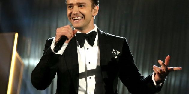 LOS ANGELES, CA - FEBRUARY 10: Singer Justin Timberlake onstage during the 55th Annual GRAMMY Awards at STAPLES Center on February 10, 2013 in Los Angeles, California. (Photo by Christopher Polk/Getty Images for NARAS)