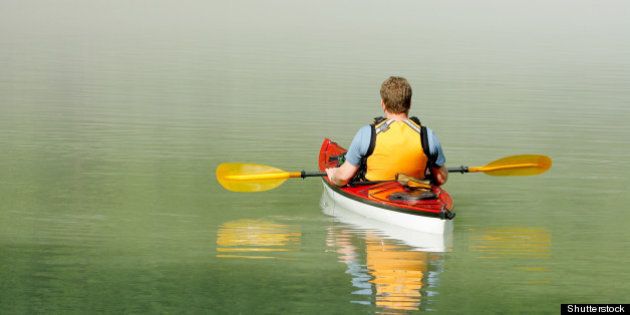 kayaking in banff national park ...