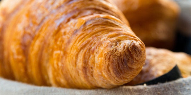 fresh croissant on table ...