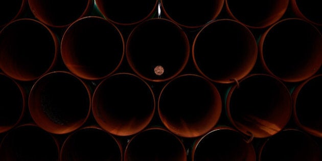 CUSHING, OK - MARCH 22: Pipe is stacked at the southern site of the Keystone XL pipeline on March 22, 2012 in Cushing, Oklahoma. U.S. President Barack Obama is pressing federal agencies to expedite the section of the Keystone XL pipeline between Oklahoma and the Gulf Coast. (Photo by Tom Pennington/Getty Images)