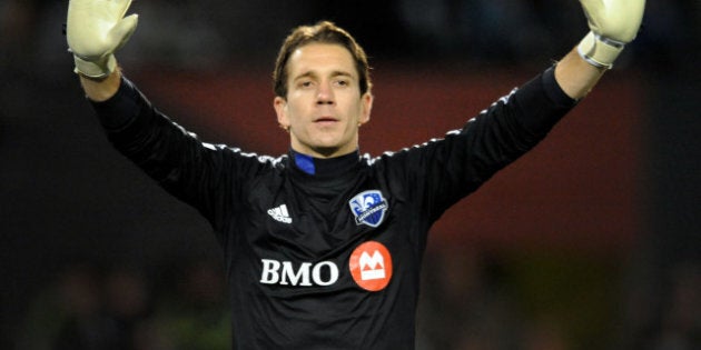 PORTLAND, OR - MARCH 09: Troy Perkins #1 of Montreal Impact signals to his teammates during the first half of the game against the Portland Timbers at Jeld-Wen Field on March 09, 2013 in Portland, Oregon. (Photo by Steve Dykes/Getty Images)