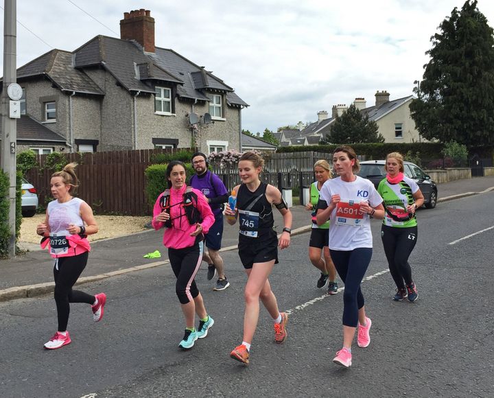 Runners taking part in the Belfast City Marathon.