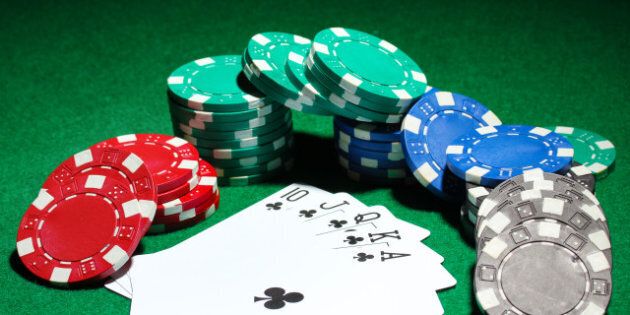 cards and chips for poker on...
