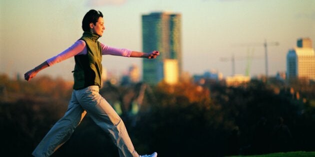 Woman power walking