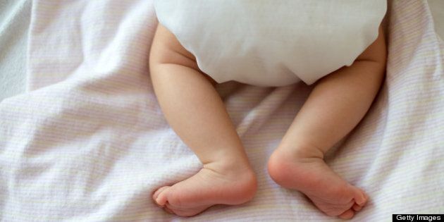 baby's legs wearing cloth diapers, Toronto, Ontario