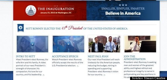 Le site internet préparé en cas de victoire de Mitt Romney mis en ligne par