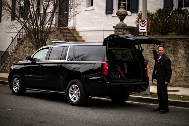 A U.S. Secret Service agent guards Ivanka Trump and Jared Kushner's rented home in Washington's Kalorama neighborhood on March 24, 2017.