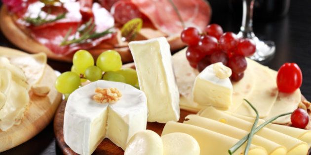 cheese and salami platter with...