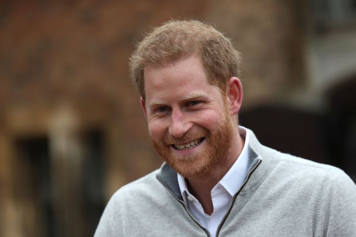 The Duke of Sussex, speaks to members of the media at Windsor Castle in Windsor, west of London on May 6, 2019,