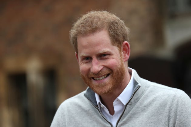 The Duke of Sussex, speaks to members of the media at Windsor Castle in Windsor, west of London on May...