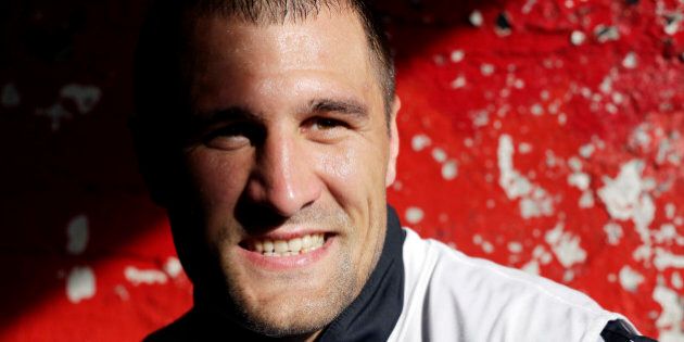 Boxer Sergey Kovalev talks to reporters following a workout at Gleason's Gym, Tuesday, Nov. 4, 2014 in the Brooklyn borough of New York. Kovalev fights Bernard Hopkins in a light heavyweight bout, Saturday, Nov. 8 in Atlantic City, N.J. (AP Photo/Mark Lennihan)