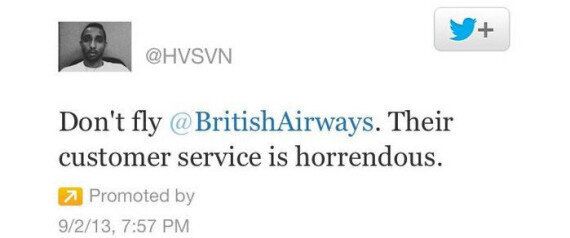 Il s'offre une pub sur Twitter pour se plaindre de sa compagnie aérienne