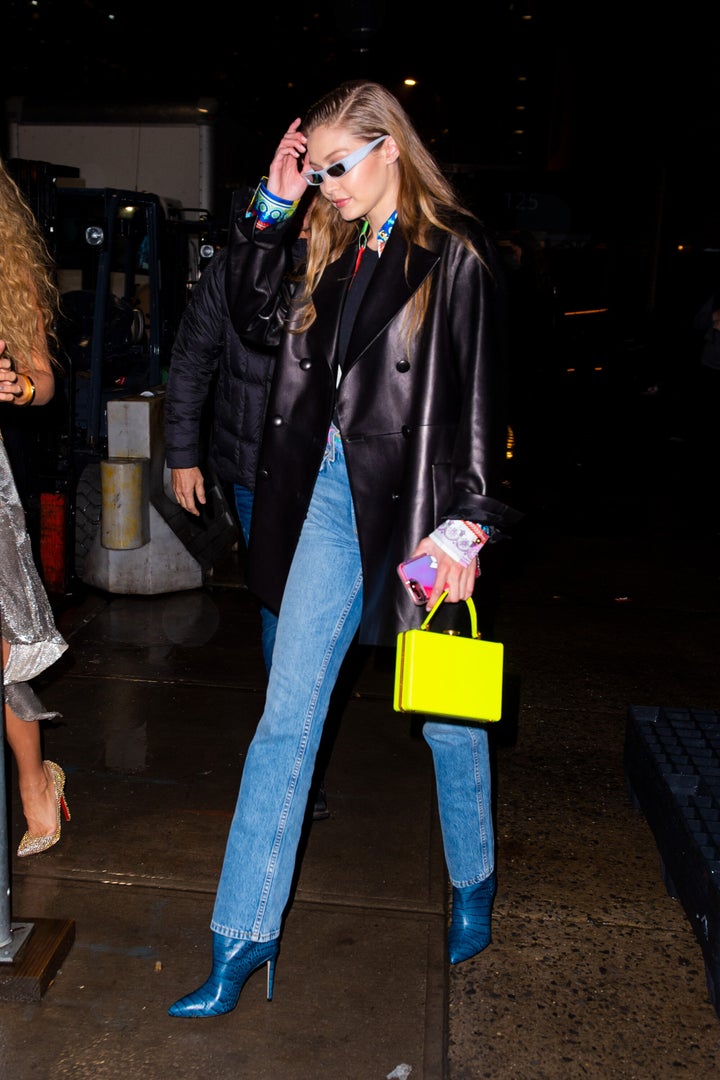 Gigi Hadid attends a Versace pre-fall 2019 runway show at the American Stock Exchange on Dec. 2, 2018, in New York.