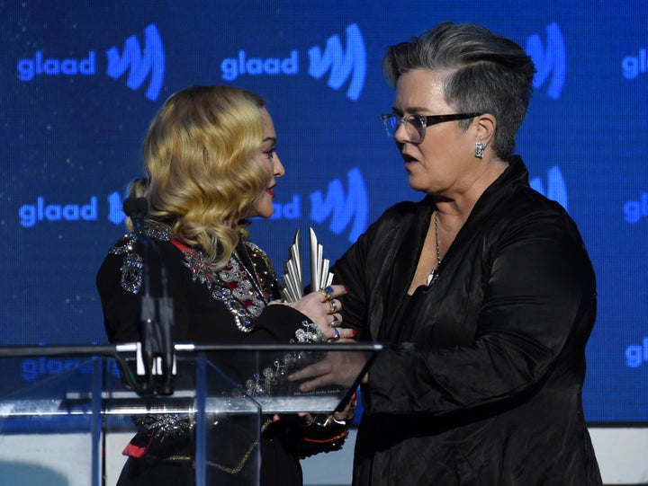 Rosie O'Donnell was among those who introduced Madonna to the stage at the 2019 GLAAD Media Awards in New York. The pals were co-stars in the 1992 baseball classic, "A League of Their Own."