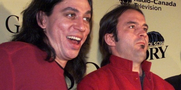 Michael Sawatzky (à gauche) et André Fortin lors de la réception d'un prix Félix au gala de l'ADISQ, en 1999.