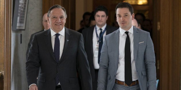 Le premier ministre du Québec, François Legault, et le ministre responsable du dossier de la laïcité, Simon Jolin-Barrette.