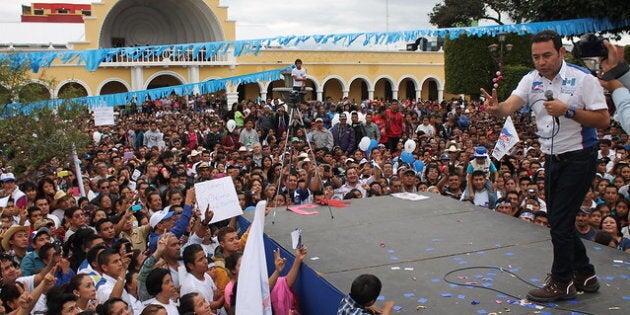 Réunion de partisans de Jimmy Morales, Huehuetenango.