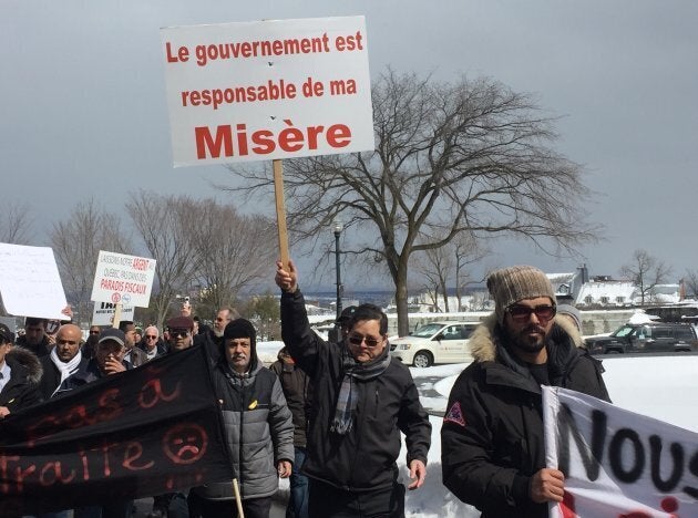 Des centaines de chauffeurs de taxis de partout à travers la province ont convergé vers Québec le mercredi, 10 avril 2019.