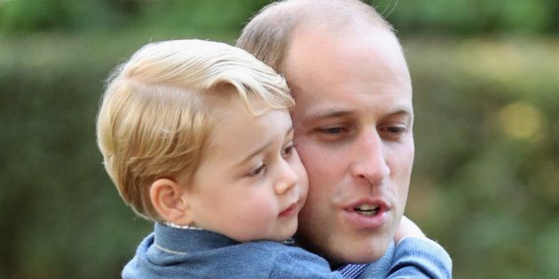 VICTORIA, BC - SEPTEMBER 29: (NO UK SALES FOR 28 DAYS) Prince William, Duke of Cambridge and Prince George of Cambridge attend a children's party for Military families during the Royal Tour of Canada on September 29, 2016 in Victoria, Canada. (Photo by Pool/Sam Hussein/WireImage)